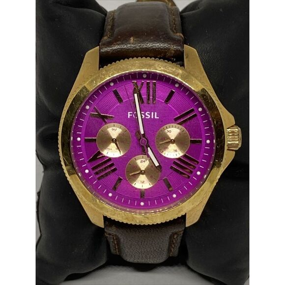 Fossil Cecile AM4549 Women's Brown Leather Analog Dial Quartz Wrist Watch VK581 - Picture 2 of 12